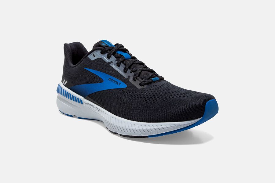 Brooks Launch GTS 8 Road Running Shoes Mens Black/Grey/Blue 713250-VOG